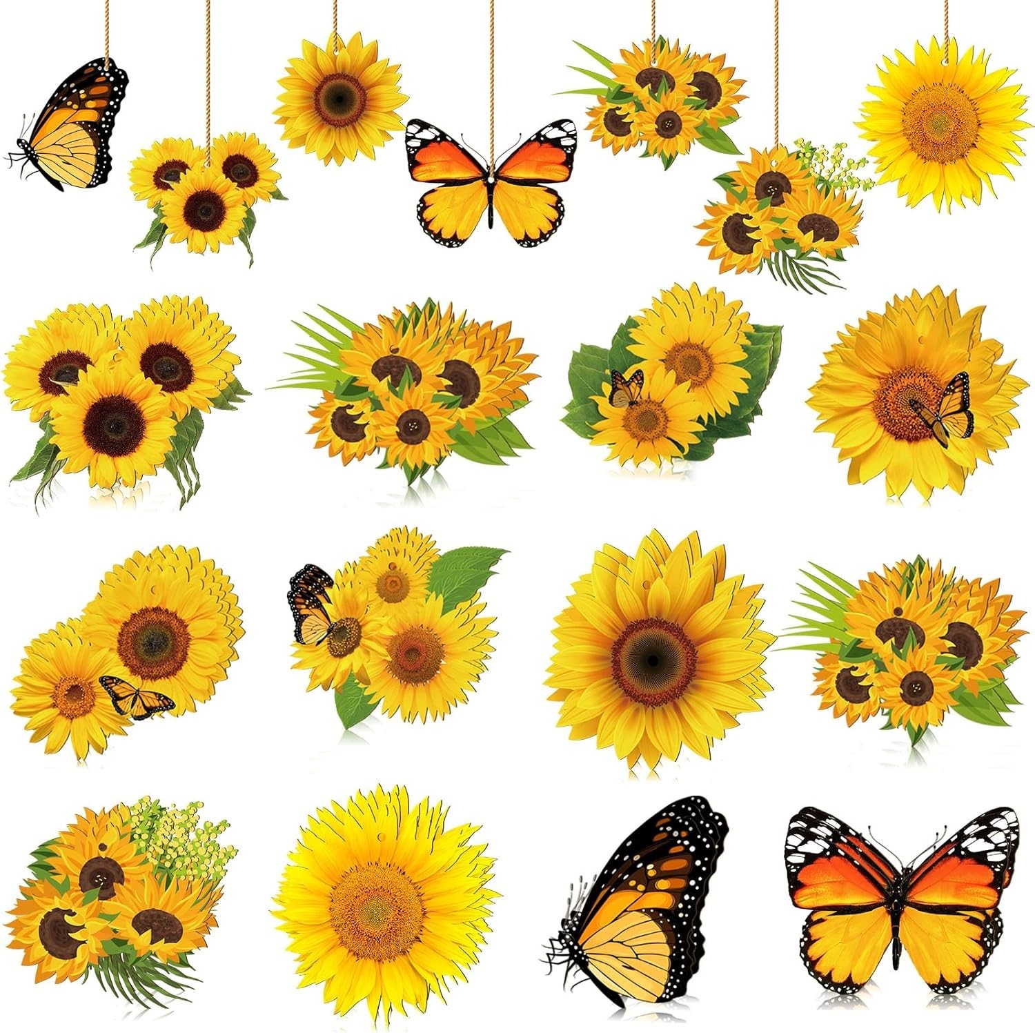 Delightful Sunflower and Butterfly Ornaments – 36 Pcs for Cheerful Celebrations