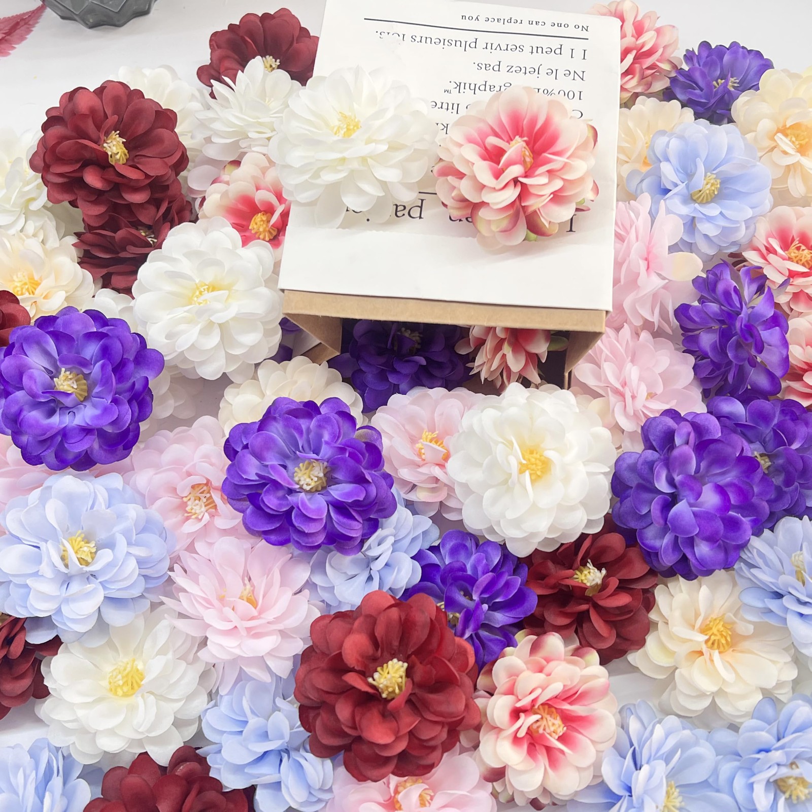 20 Artificial Flower Heads, 7 cm Multicolor Silk Flowers for Crafts