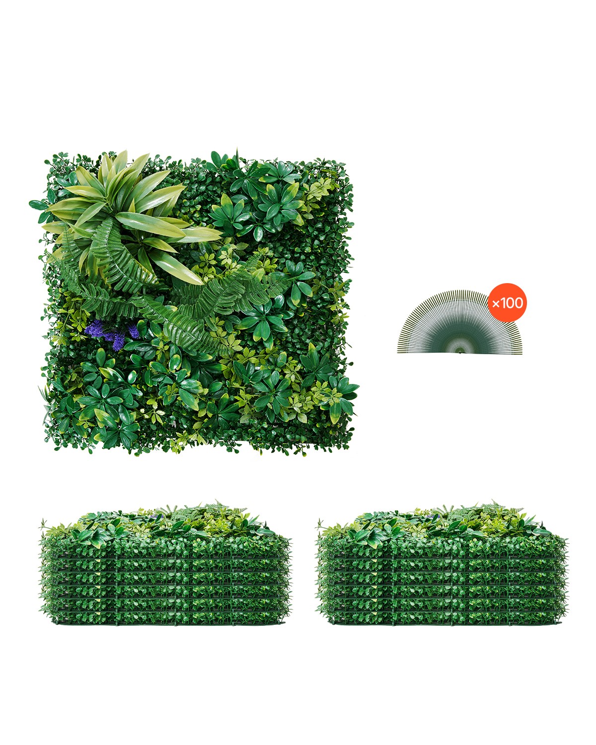 VEVOR 12pcs 20″x20″ Artificial Boxwood Mat Wall Hedge Decor Privacy Fence Panel