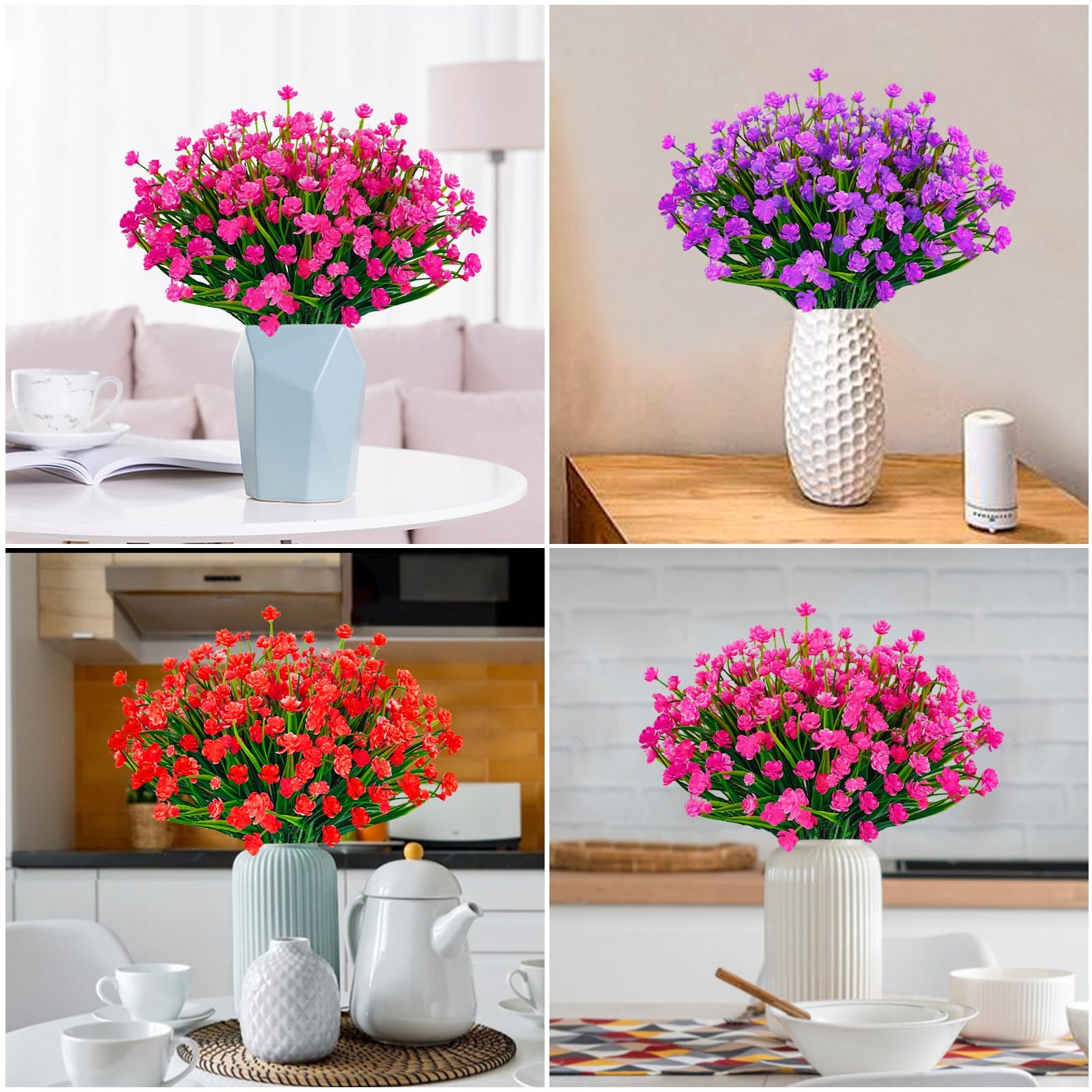 36 Pcs Artificial Flowers for Outdoors, UV Resistant Faux Plastic Plants, Fak…