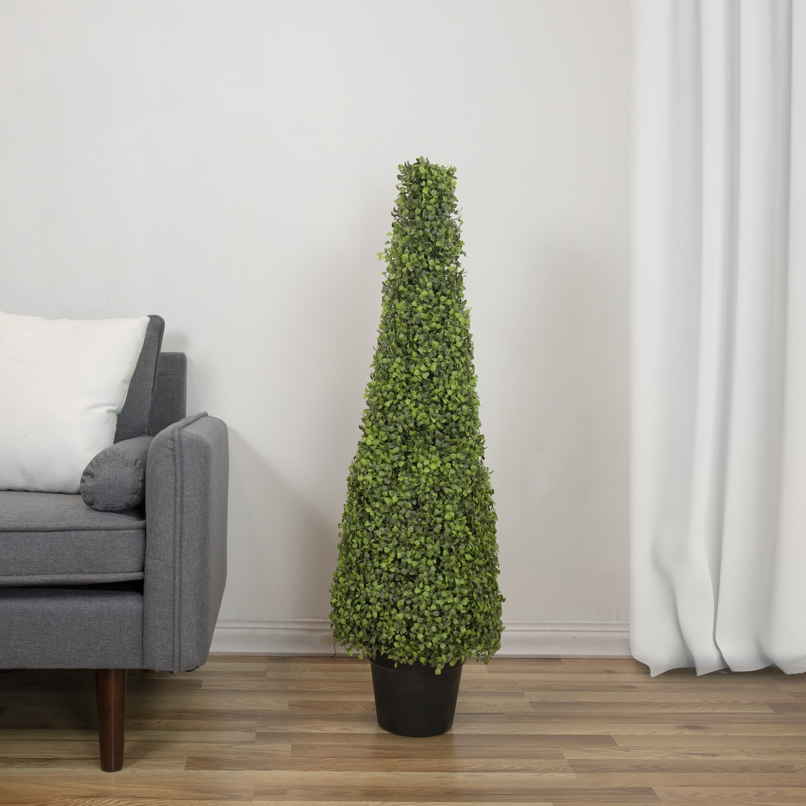 Northlight 45IN Potted Artificial Two Tone Green Triangular Boxwood Topiary