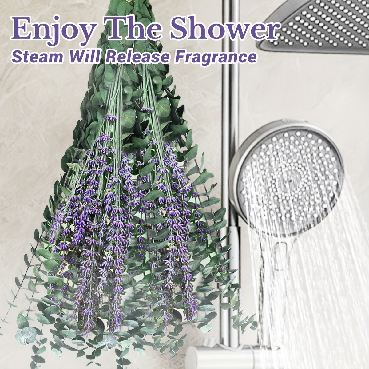 17” Natural Real Dried Eucalyptus Stems & Lavender Flowers Bundle for Shower