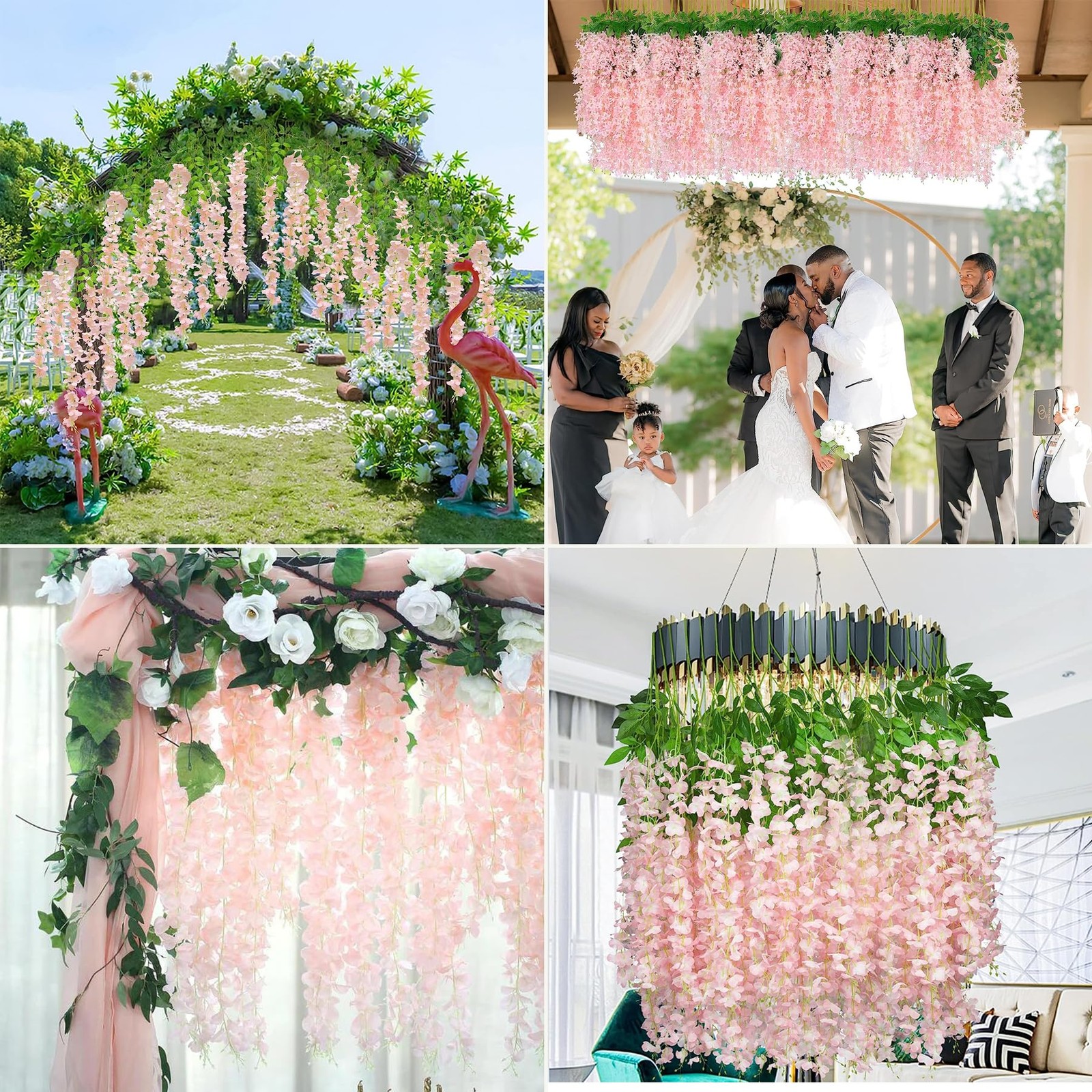 Wisteria Hanging Flowers 12 Pack Artificial Flowers Fake Wisteria Vine Rattan…