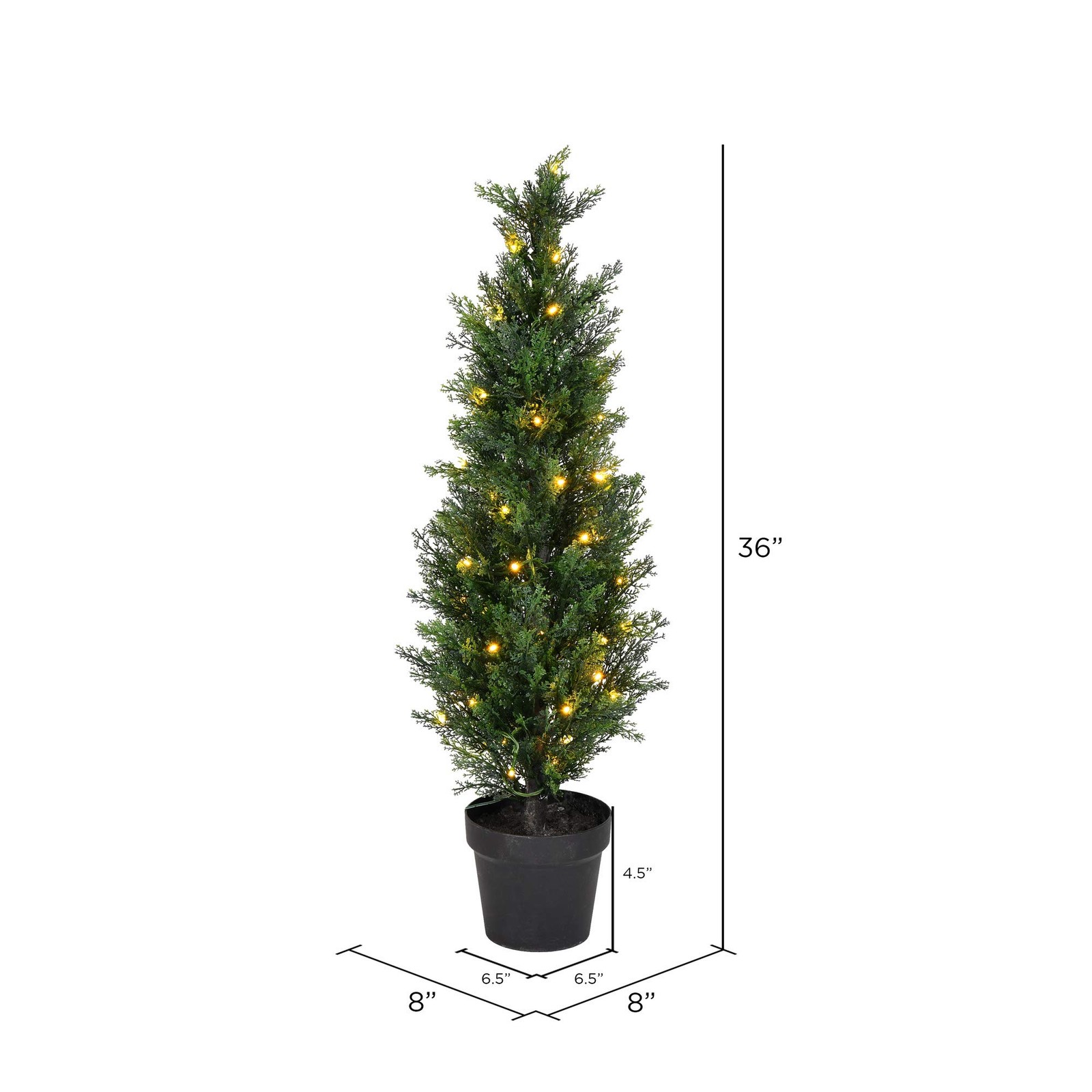 Pemberly Row 3′ Contemporary Plastic Artificial Potted Cedar Tree w/ LED – Green