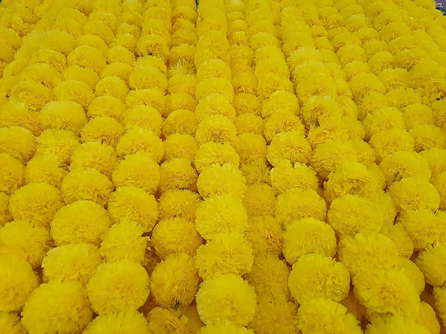 10Pc Marigold Garlands 4.5Ft Artificial Marigold Flower Strands Diwali Decoratio