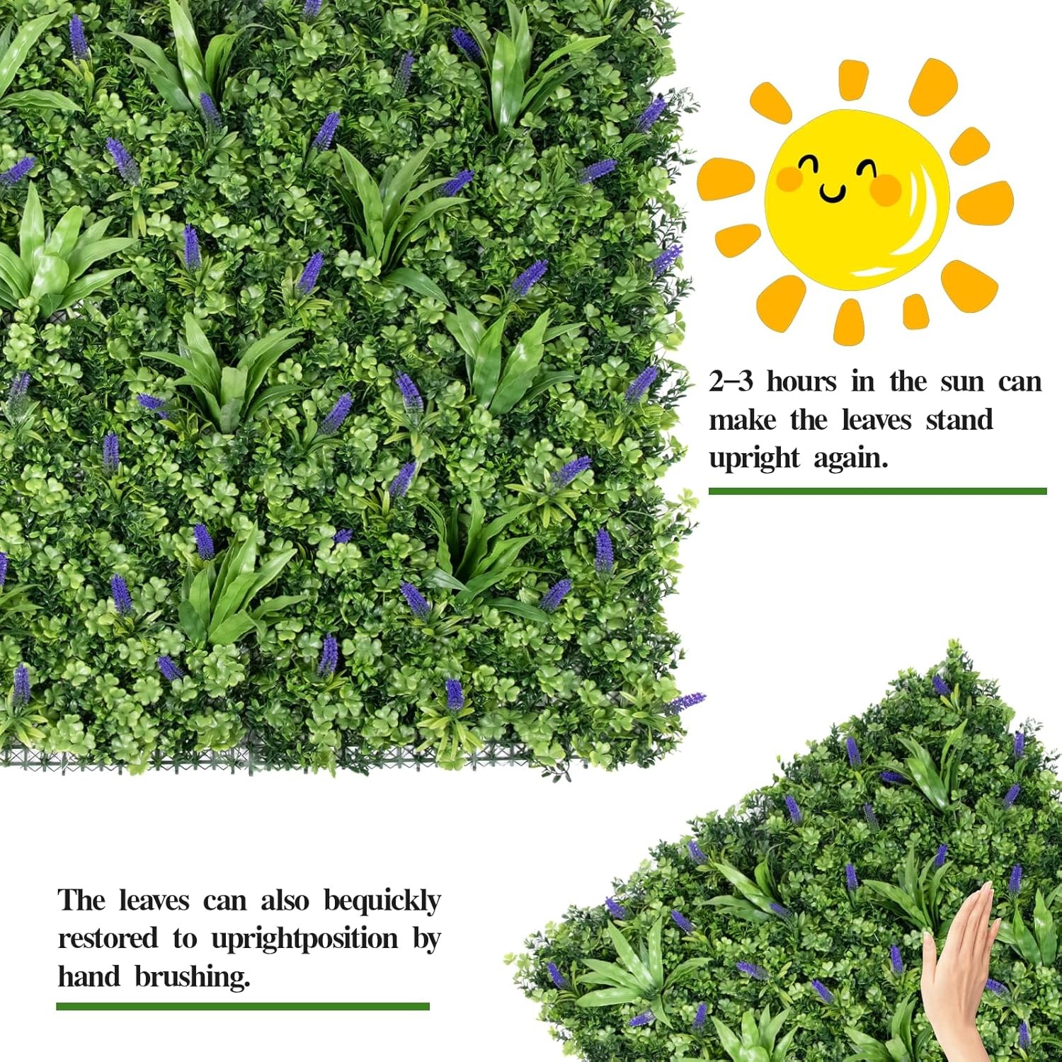 3PCS 40×40″ Artificial Privacy Fence Wall Hedge Panel Faux In/Outdoor Home Decor