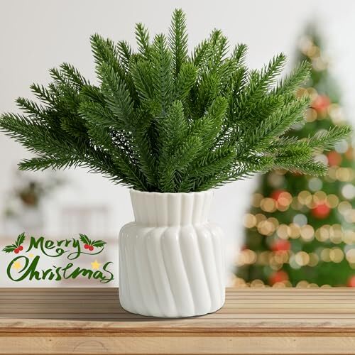 45 Packs Artificial Pine Needles Branches Garland- 10.2 x 2.5 Inch Green