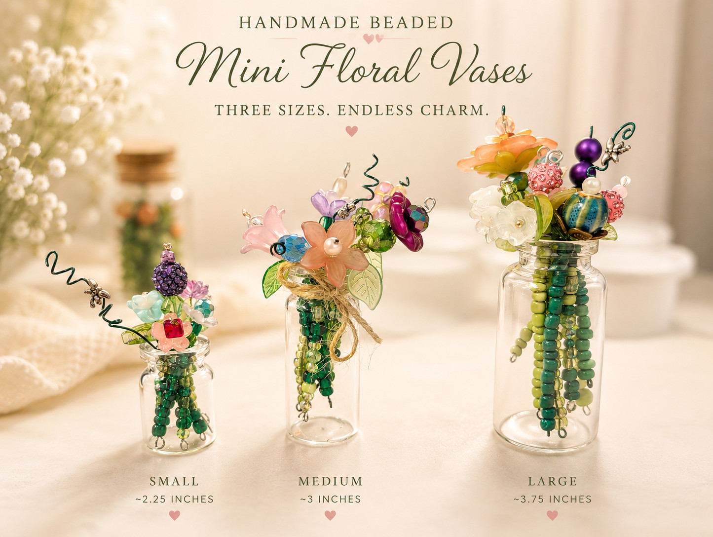 Mini Beaded Flower Bouquet | Handmade Bead Flower Arrangement | Tiny Floral Gift