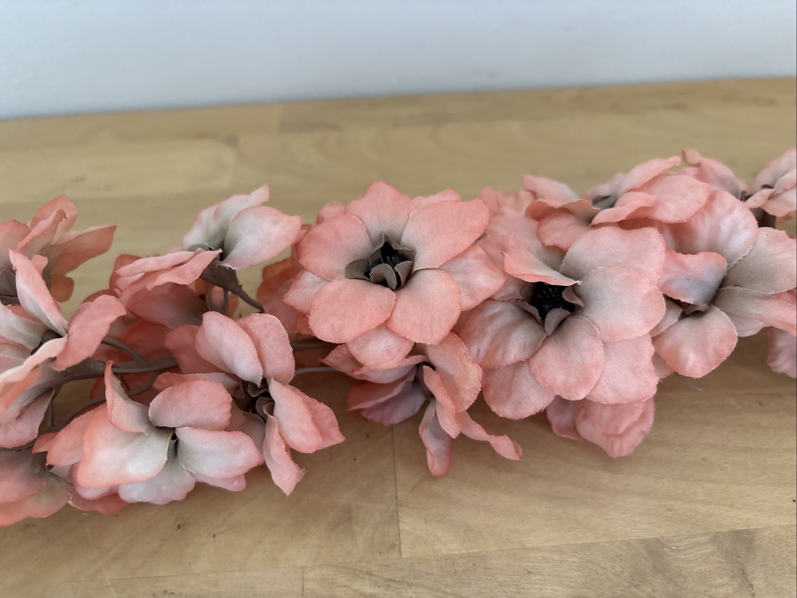 Vintage Plastic 33” Dusty Peach Larkspur Flower Stems Case of 12 New Old Stock