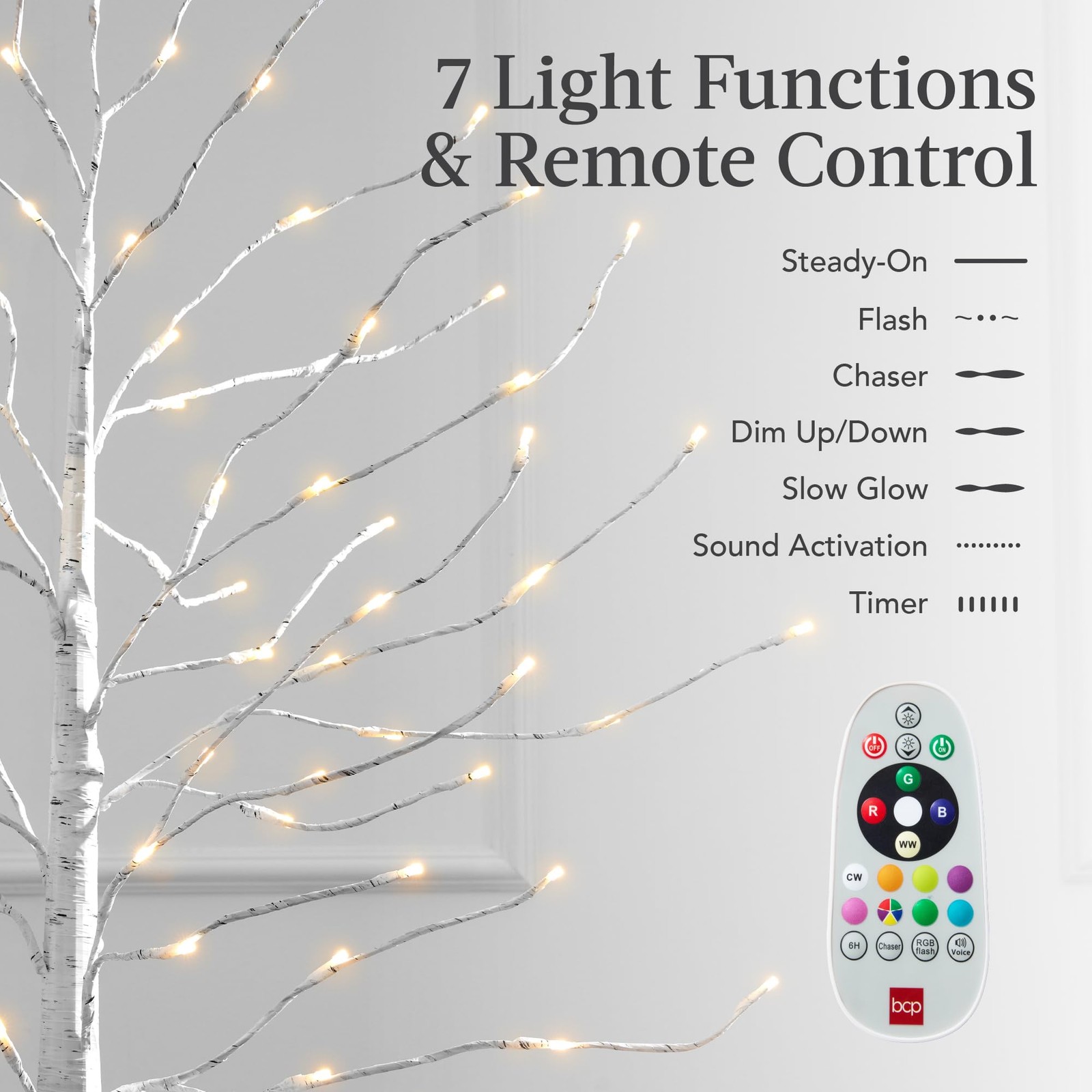 Best Choice Products 4ft, 6ft and 8ft Lighted Birch Tree, 3Pk w/LED Lights, 1…