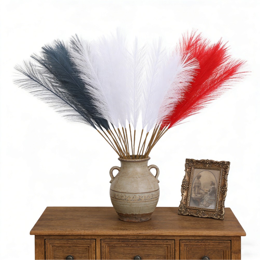 30 Pcs Artificial Pampas Grass Faux Reed Stems Fourth of July Centerpiece Dried