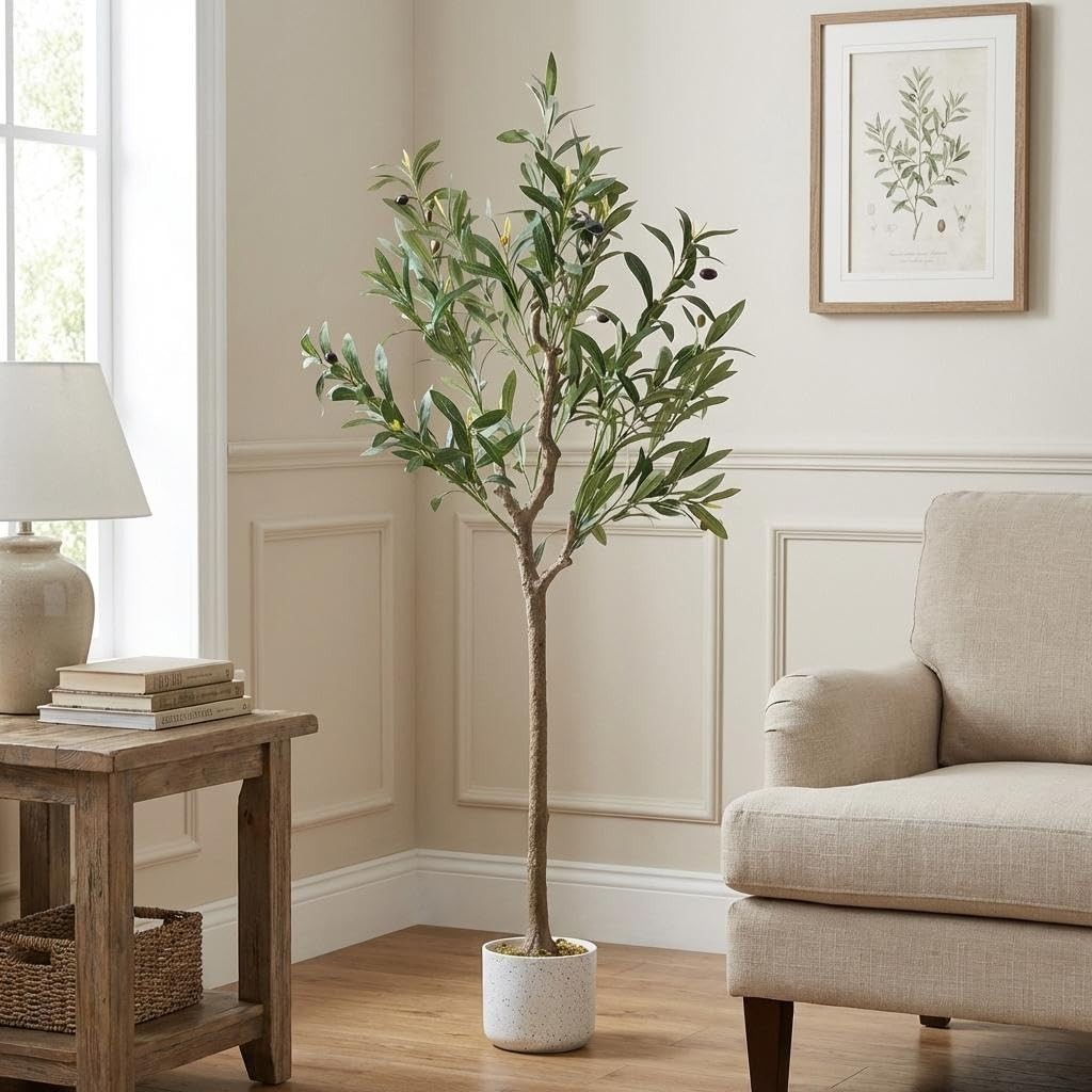 Artificial Olive Tree Faux Realistic Olive Trees with Branches and Fruits Decor