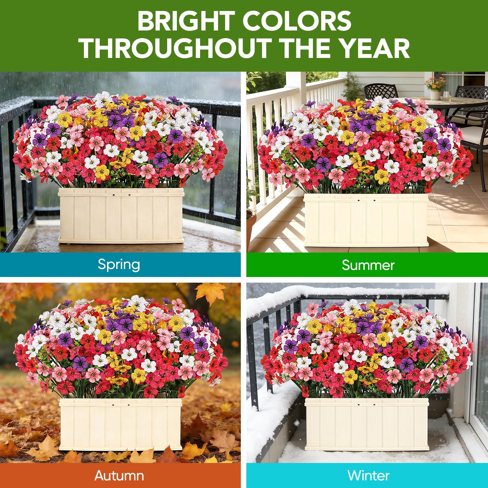 24 Bundles Outdoors Artificial Flowers UV Resistant Fake Silk Flowers Garden …
