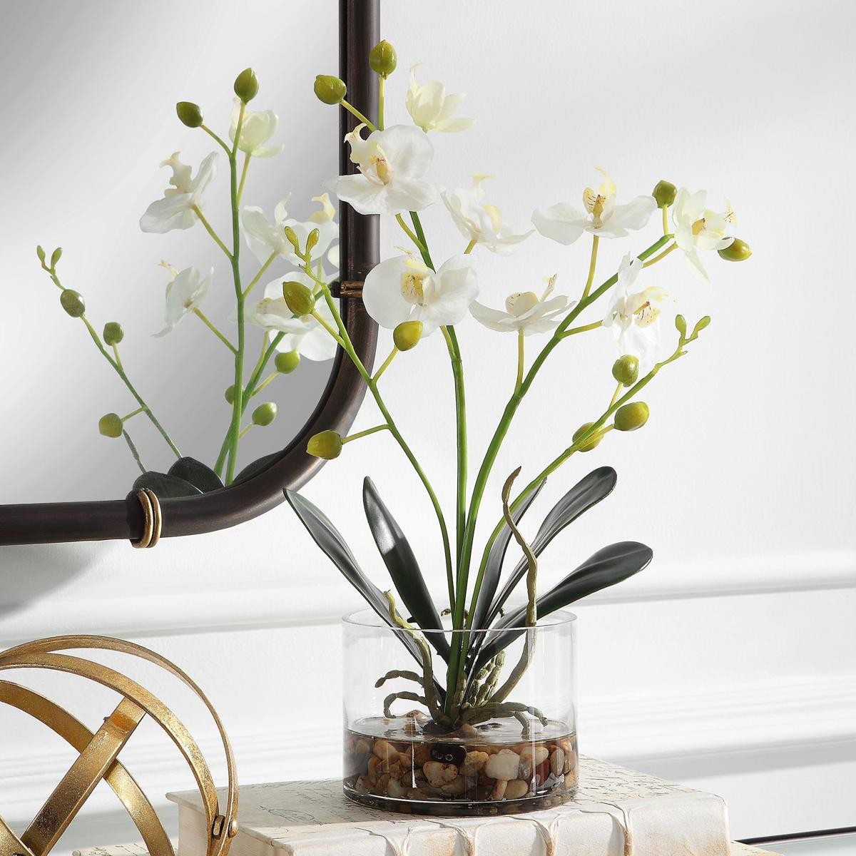Uttermost 60201 Glory White and Green with Clear Glass Orchid