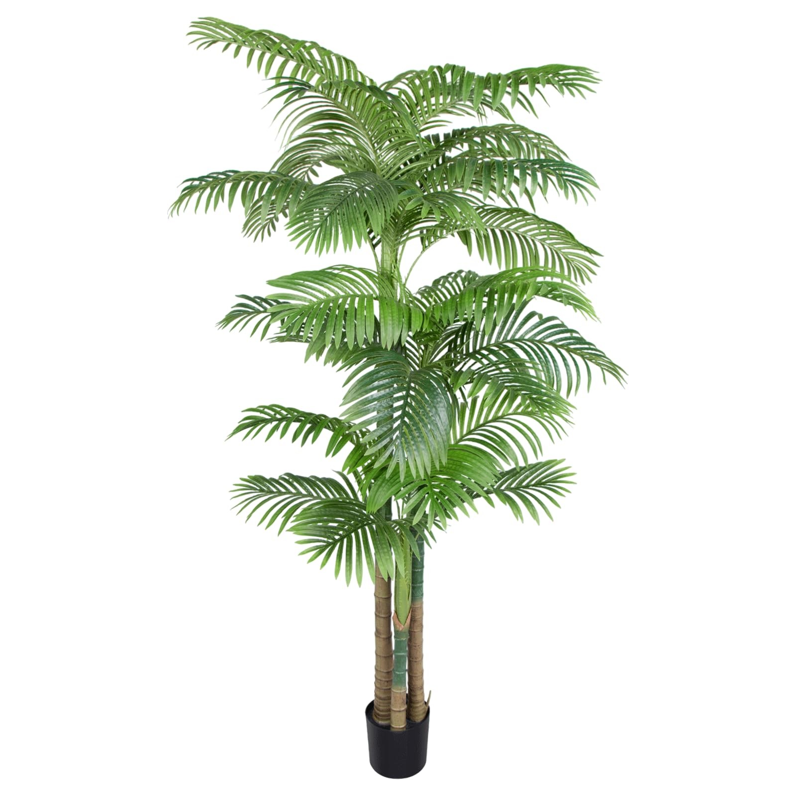 7.5ft Tall Triple Golden Cane Palm Artificial Tree Palm Silk Tree in Plastic …