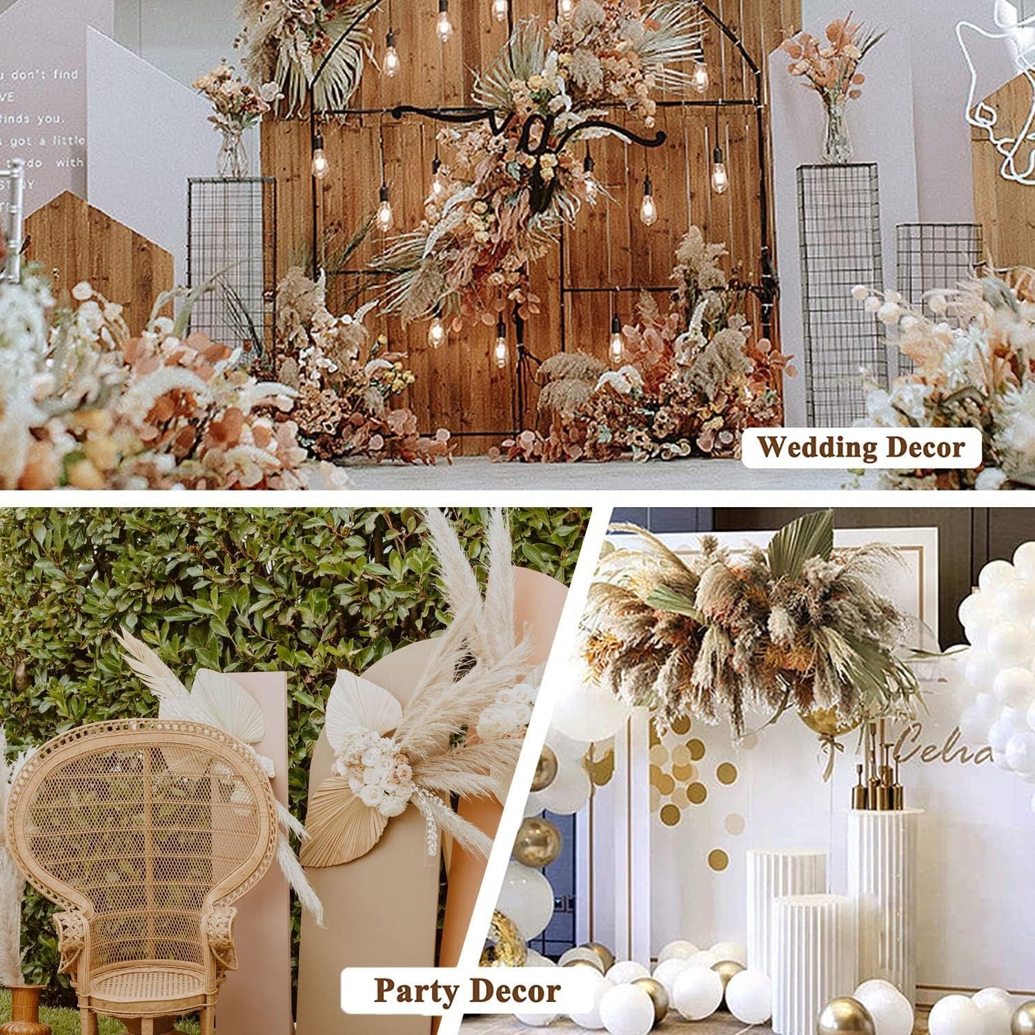 Dried Pampas Grass Decor 110 PCS Dried Plants,Dried Flowers Natural pompas Fl…