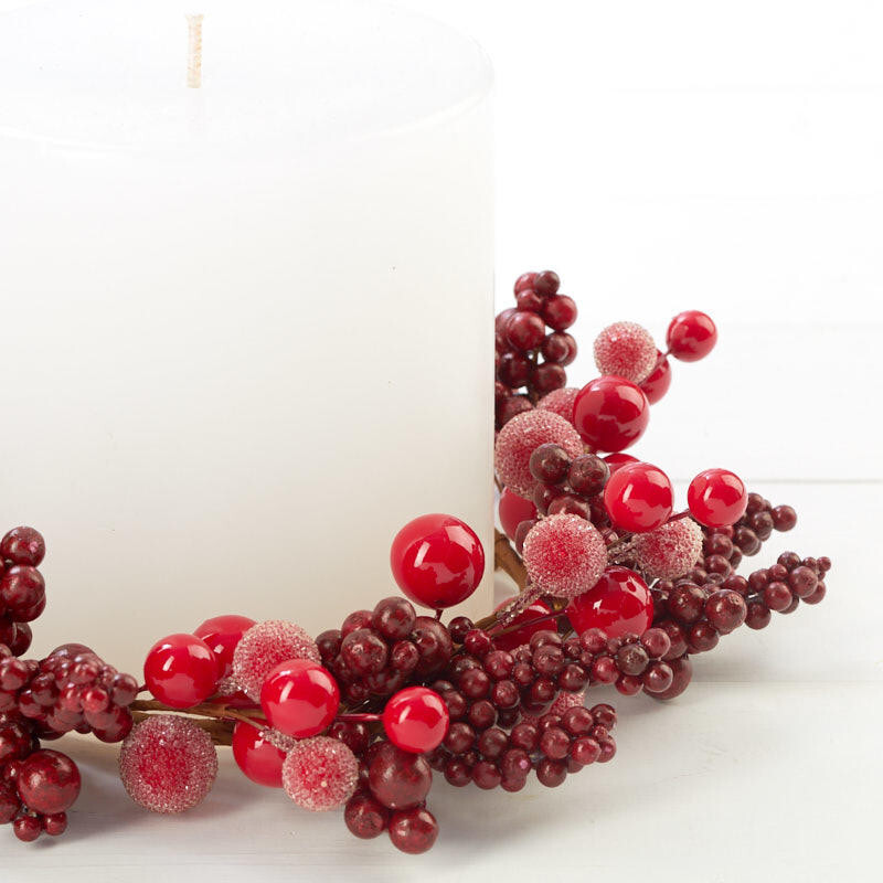Set of 4 Red Artificial Christmas Berry 6-1/2″ Rings