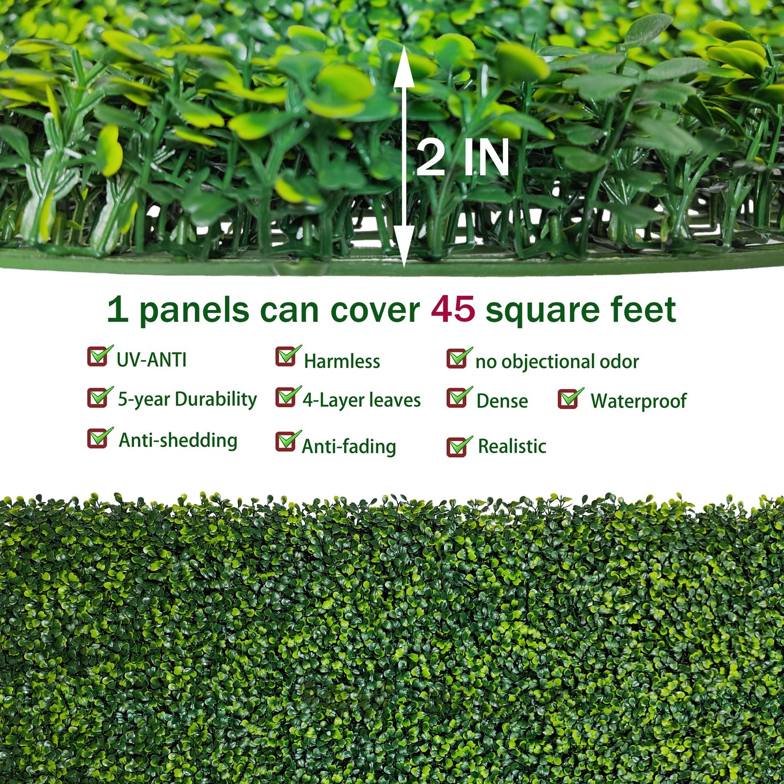ODTORY Artificial Boxwood Privacy Screen, 40X160 in(45 sqft) Yellow Green