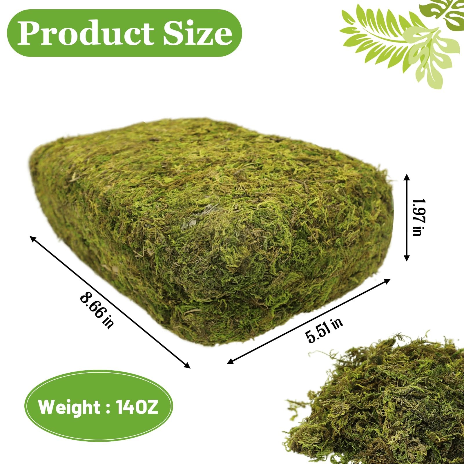 14OZ Natural Moss Artificial Fake Moss Alternative for Plants Indoor