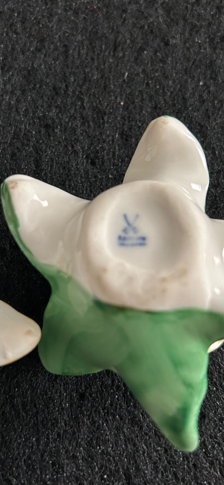 Porcelain Rose & Leaf Decor Cream & Green Hand Painted Floral Design Collectible