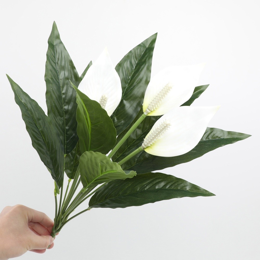 Artificial Plants 42cm White Anthurium Leaves for Wedding Photography Backdrops