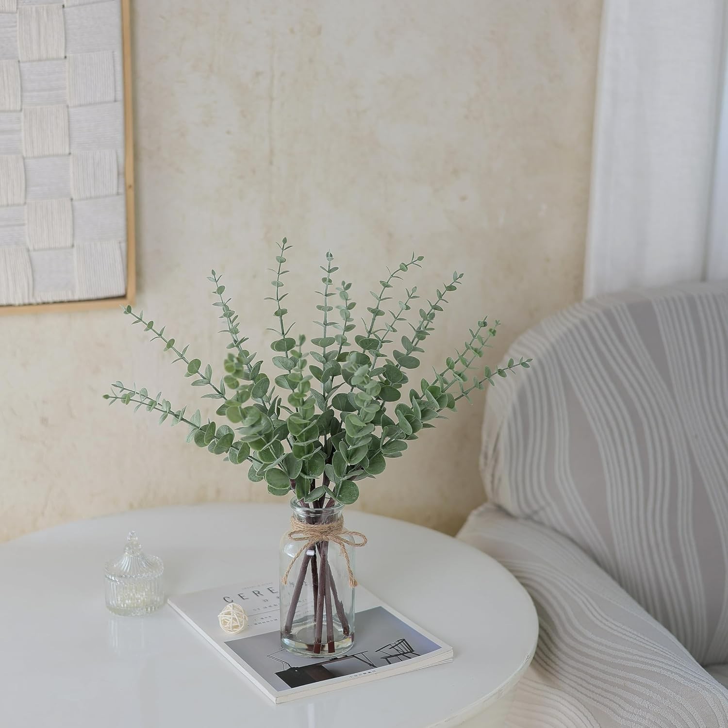 Realistic Artificial Eucalyptus in Glass Vase – Stylish Home and Gifting Decor