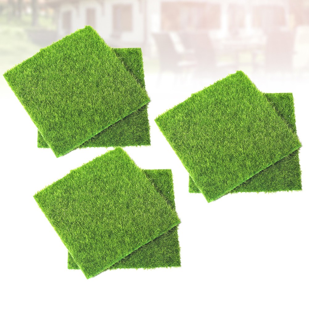 6Pcs Recyclable PVC Artificial Grass Green Simulation Moss for Garden Decoration