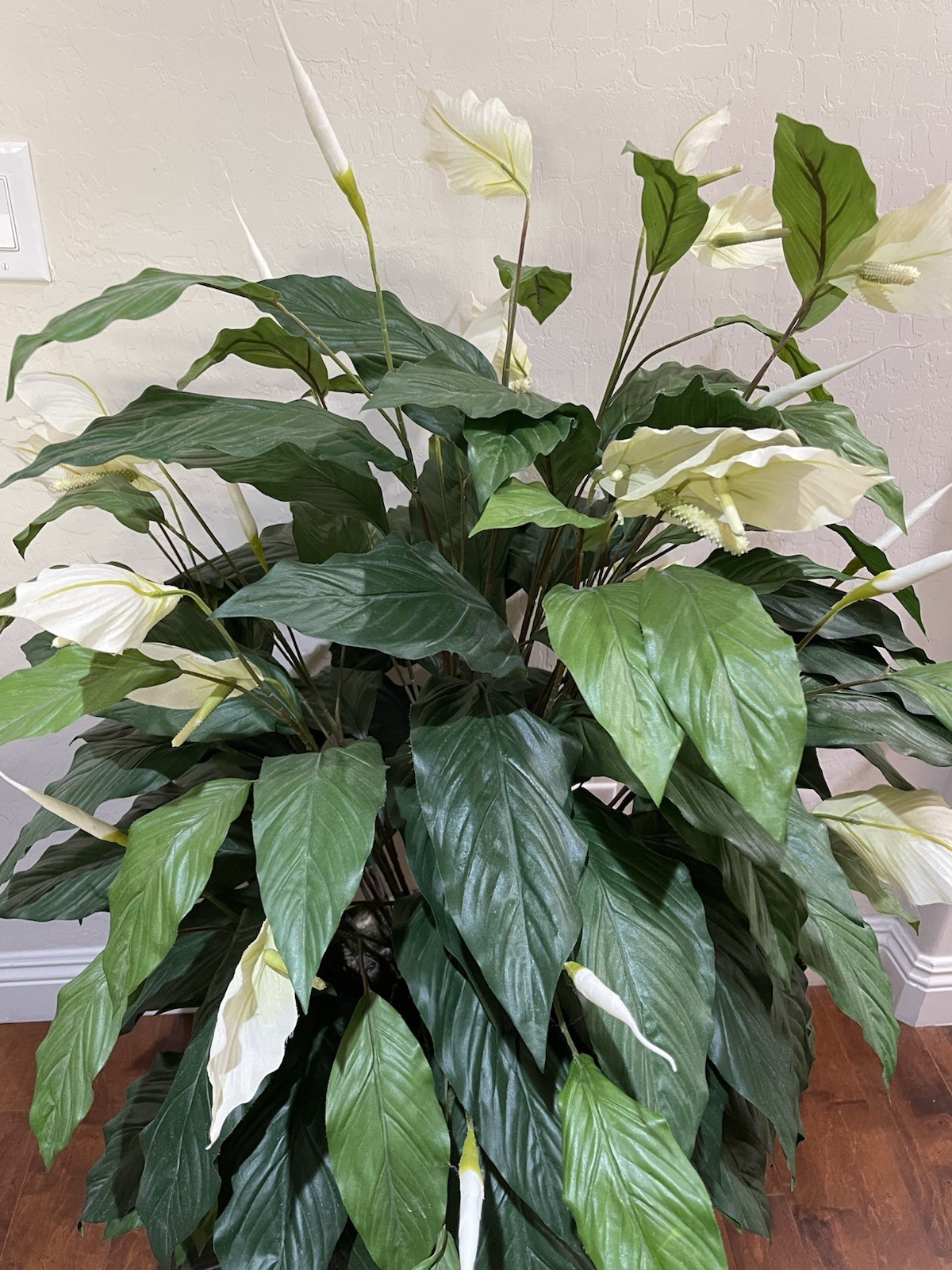 4 ft Artificial Silk Peace Lily Spathiphyllum Heavy 18″ Decorative Ceramic Pot