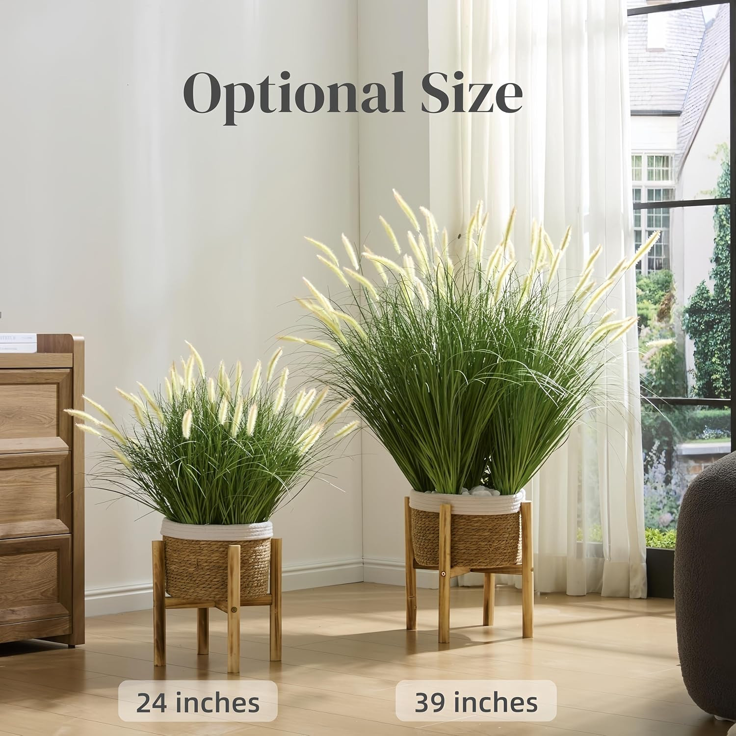 39″ Lush Artificial Reed Grass with Dogtail Flowers – 6Pcs Pink Decor