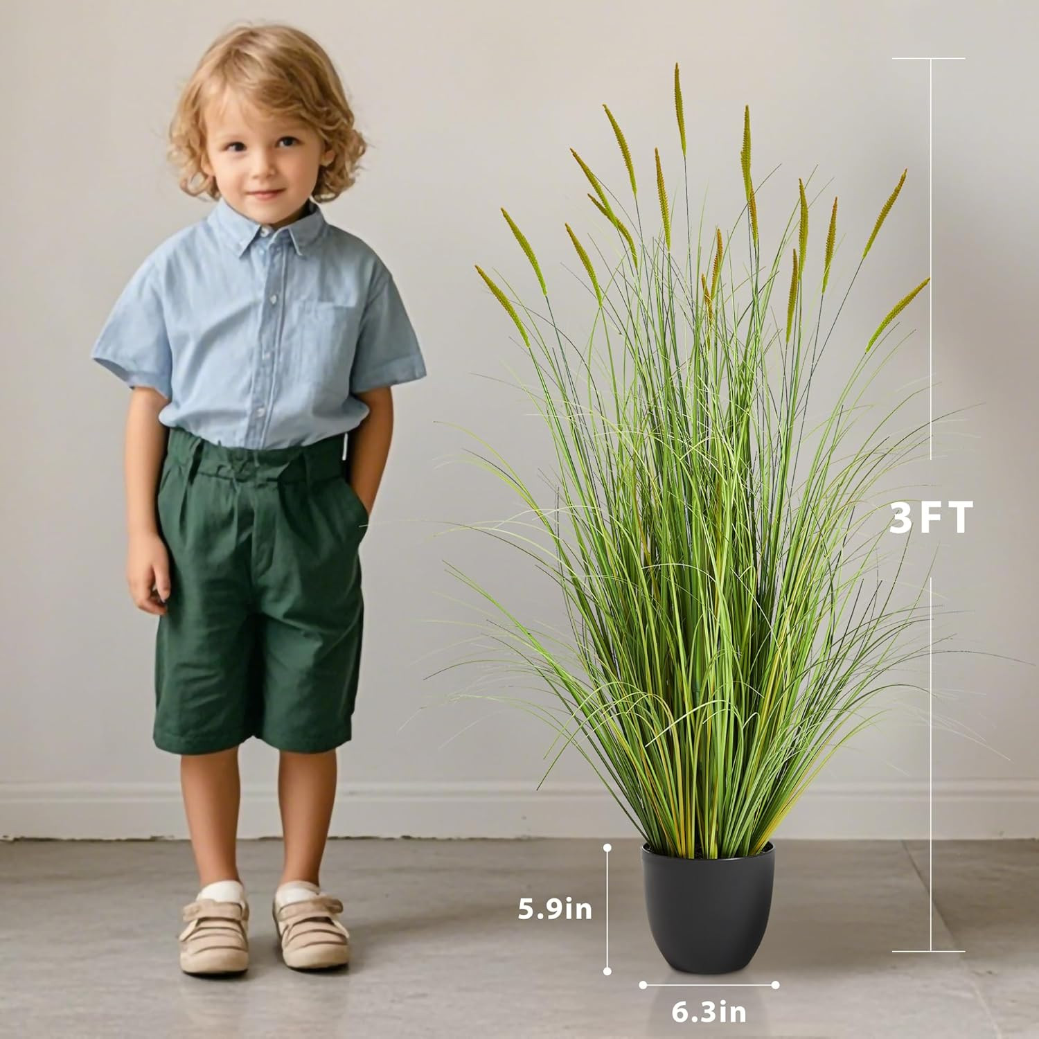 3Ft 2-Pack Artificial Cattail Reed Grass, 35In Artificial Indoor Outdoor Fake On