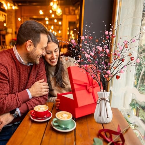 3Pcs 30″ Valentine’s Day Heart Branches Tall Artificial Stems with Red and
