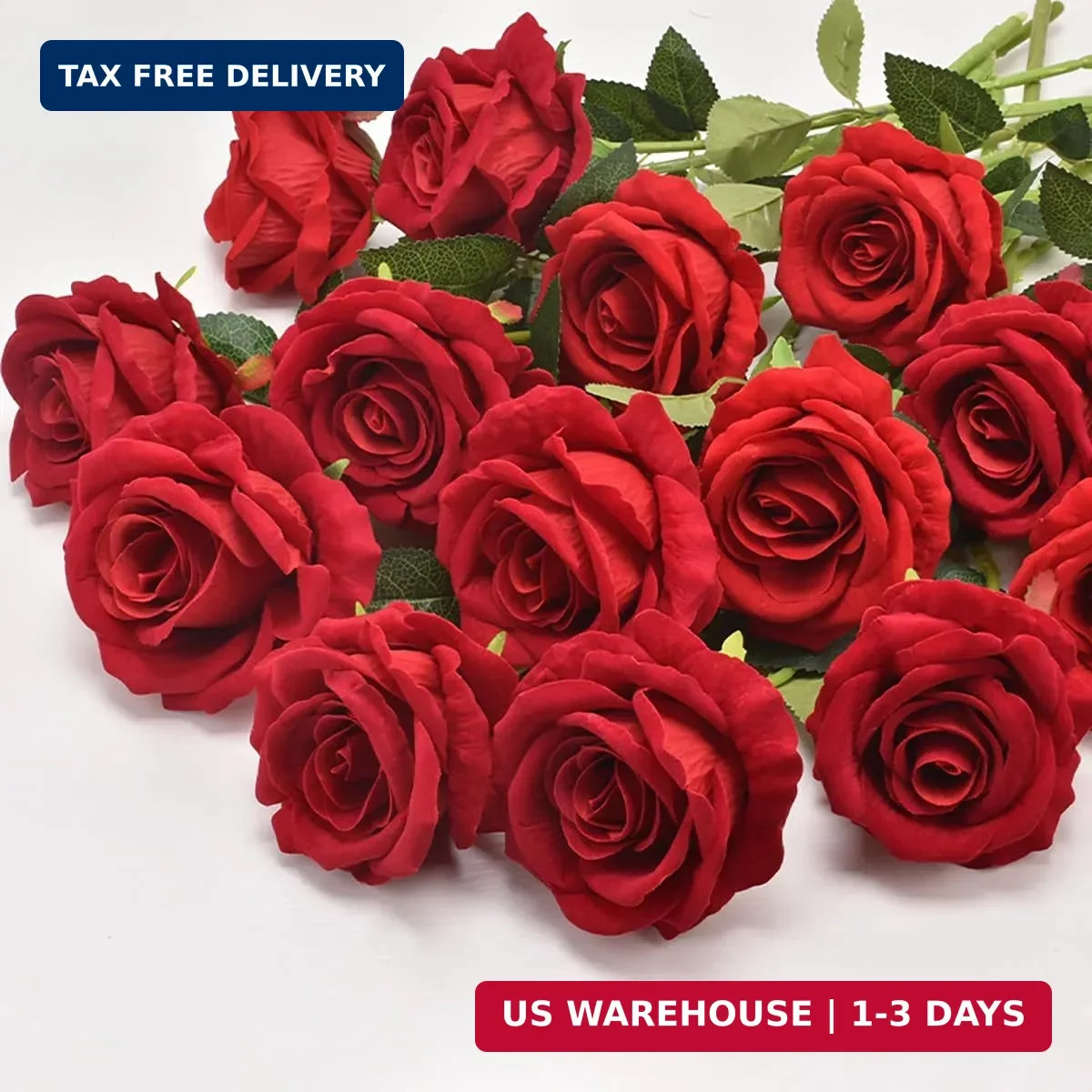 Wine Red Fake Roses Artificial Flowers 10 Pcs Real Touch Silk Faux Roses with Lo