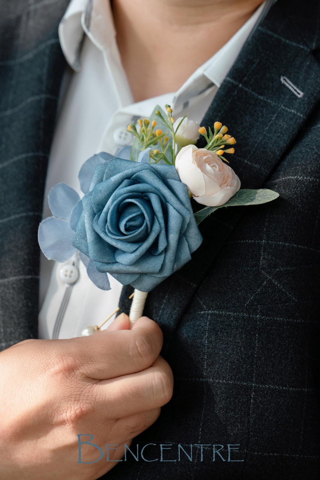 Dusty Blue Boutonniere Groom Groomsmen Wedding Anniversary Prom Party 6 PCS