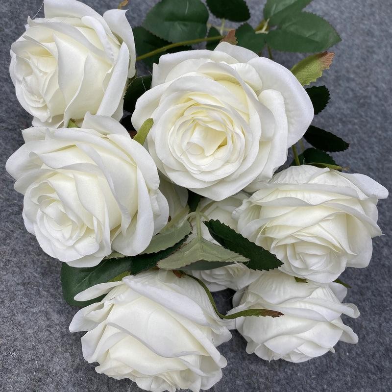 Artificial 9 Head Rose Bouquet Wedding Decoration Silk Flowers Photo Props