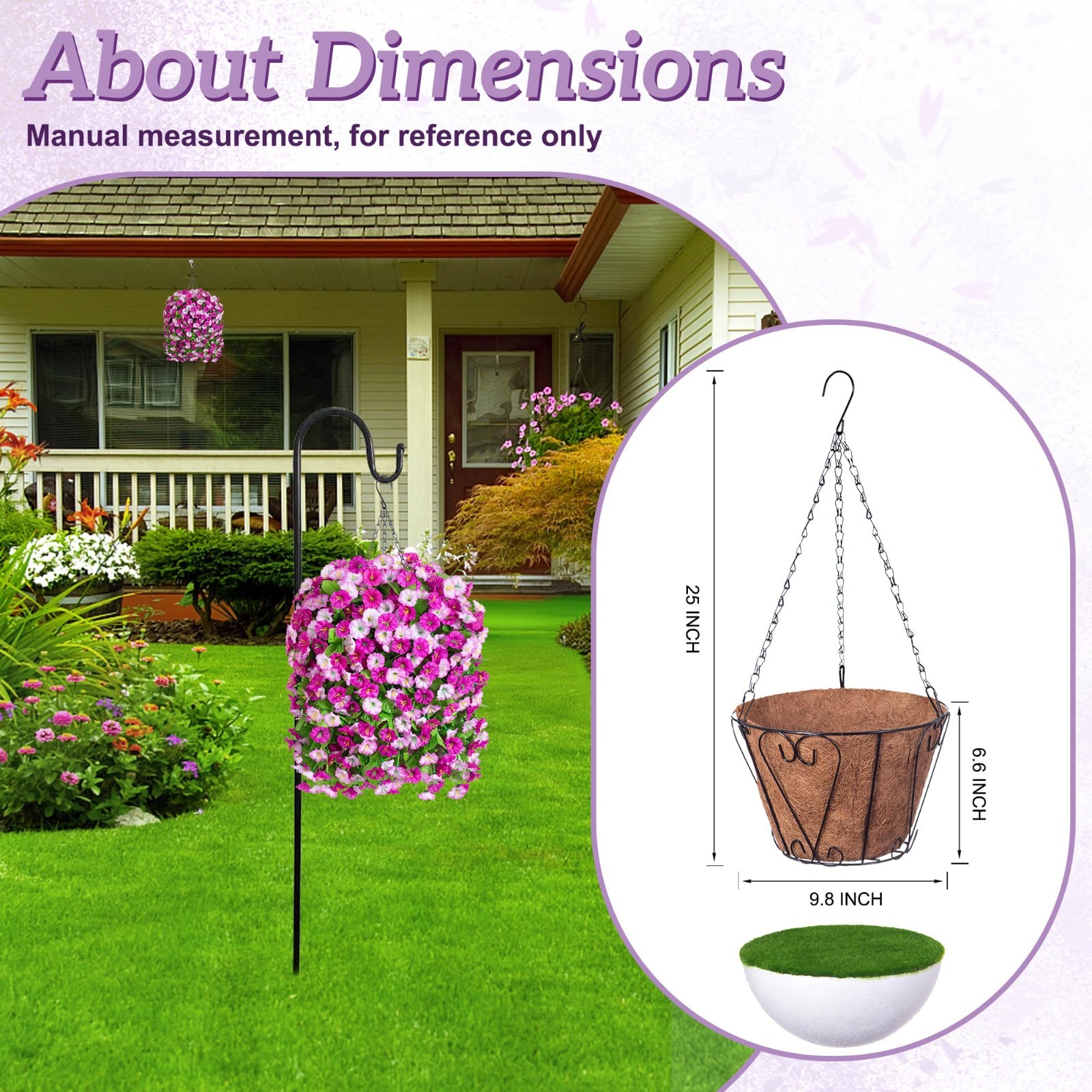 Faux Hanging Flowers Basket – Artificial Silk Floral Planter for Spring & Summer