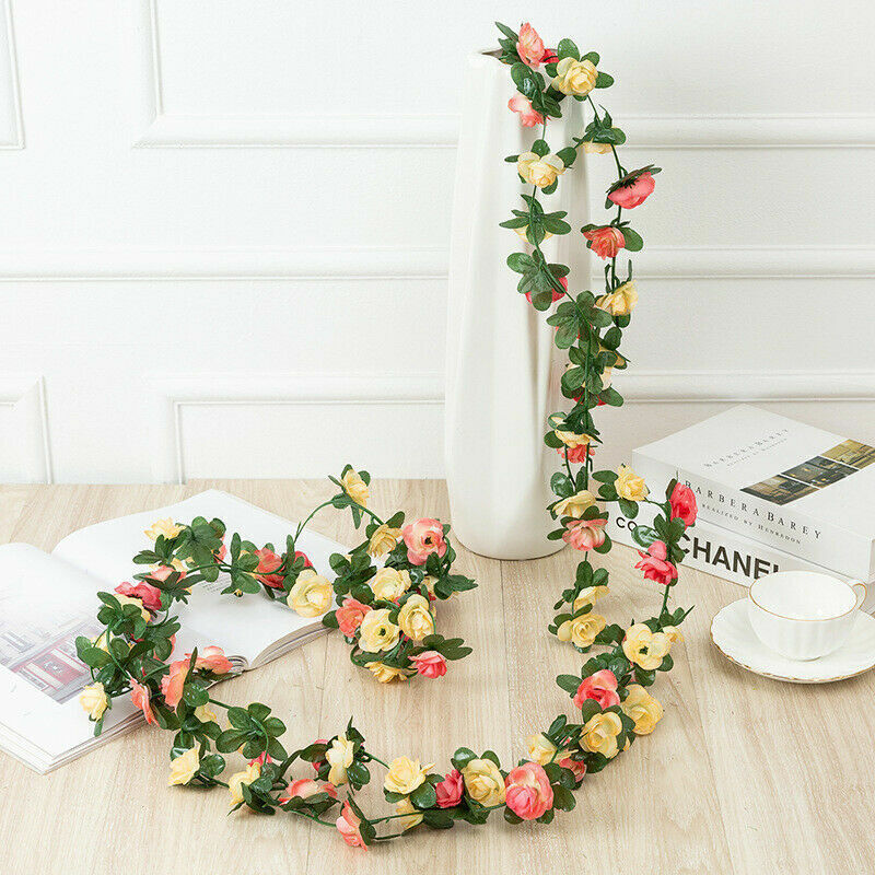 45 Flowers 8Ft Artificial Flower Rose Fake Hanging Garland Party Wedding Decor