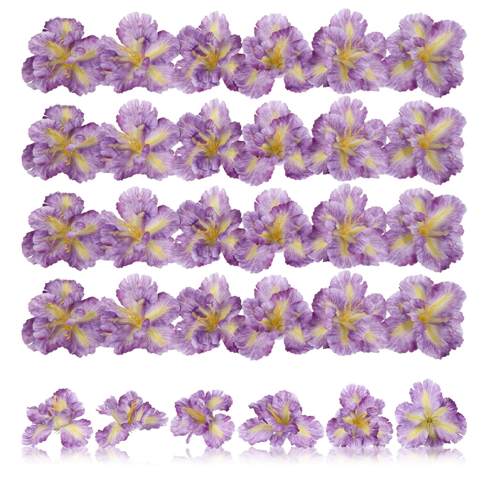 Purple Flowers Artificial Iris Heads 30Pcs Fake Silk Flowers 6.3″ Iris Flower…