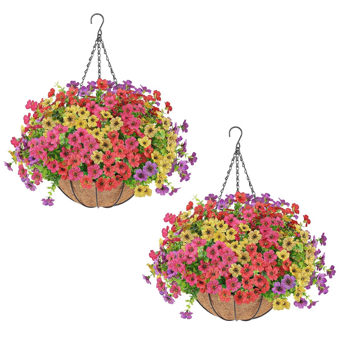 AGIRL 2 Set Artificial Hanging Flowers Baskets For Outdoors