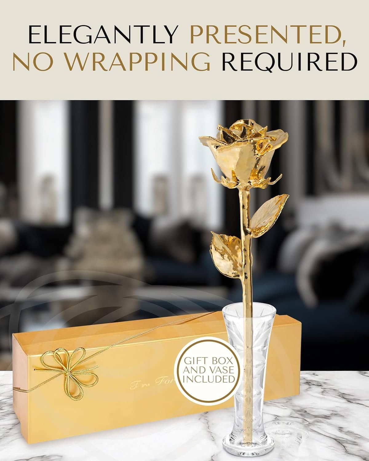Unique 24K Gold Rose in Glass Vase – Timeless Keepsake for Anniversaries & More