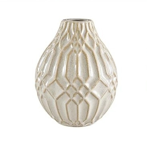 Modern Ceramic Round Home Decor Flower Vase With Geometric Pattern – 4.4″ x 3.5″