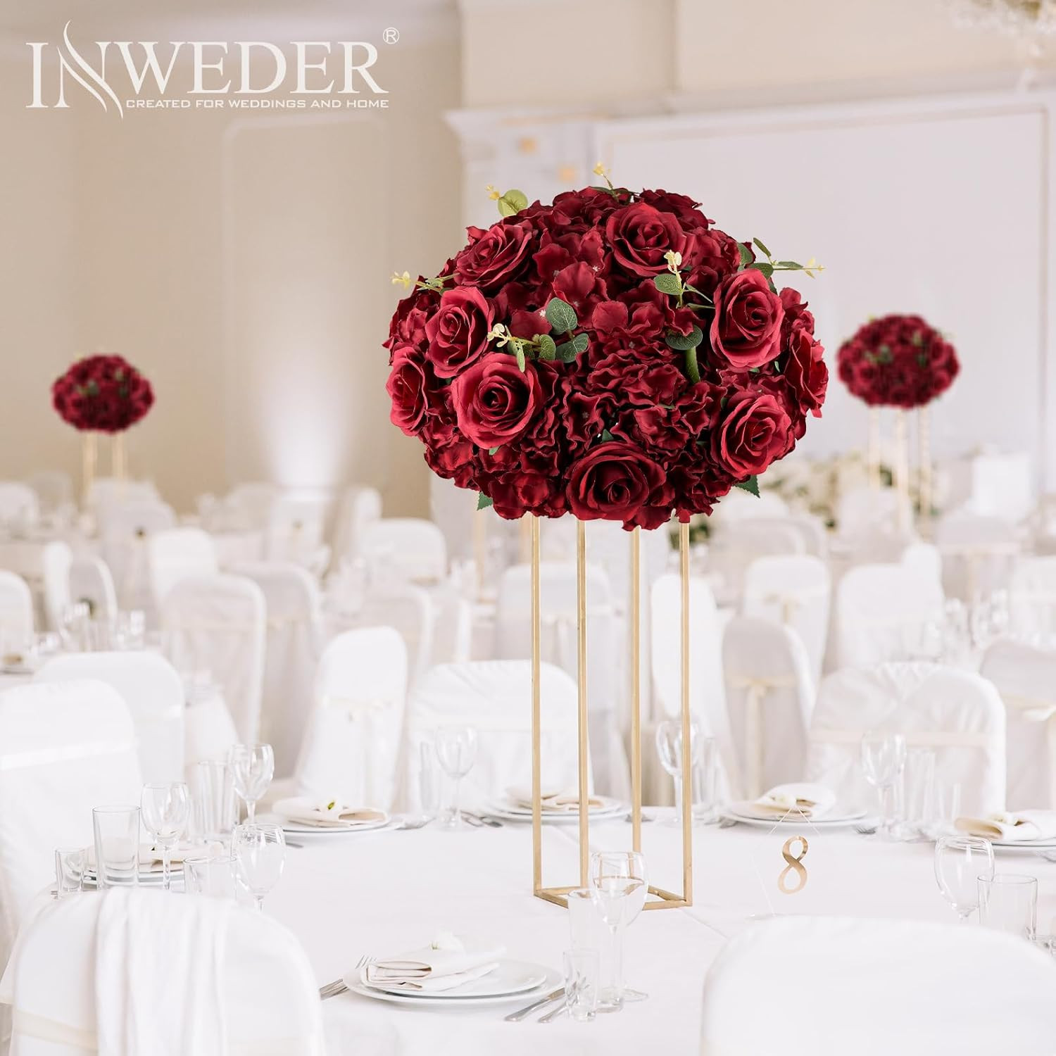 Red Rose Flower Balls – 10 PCS 15.7″ Centerpieces for Weddings & Parties