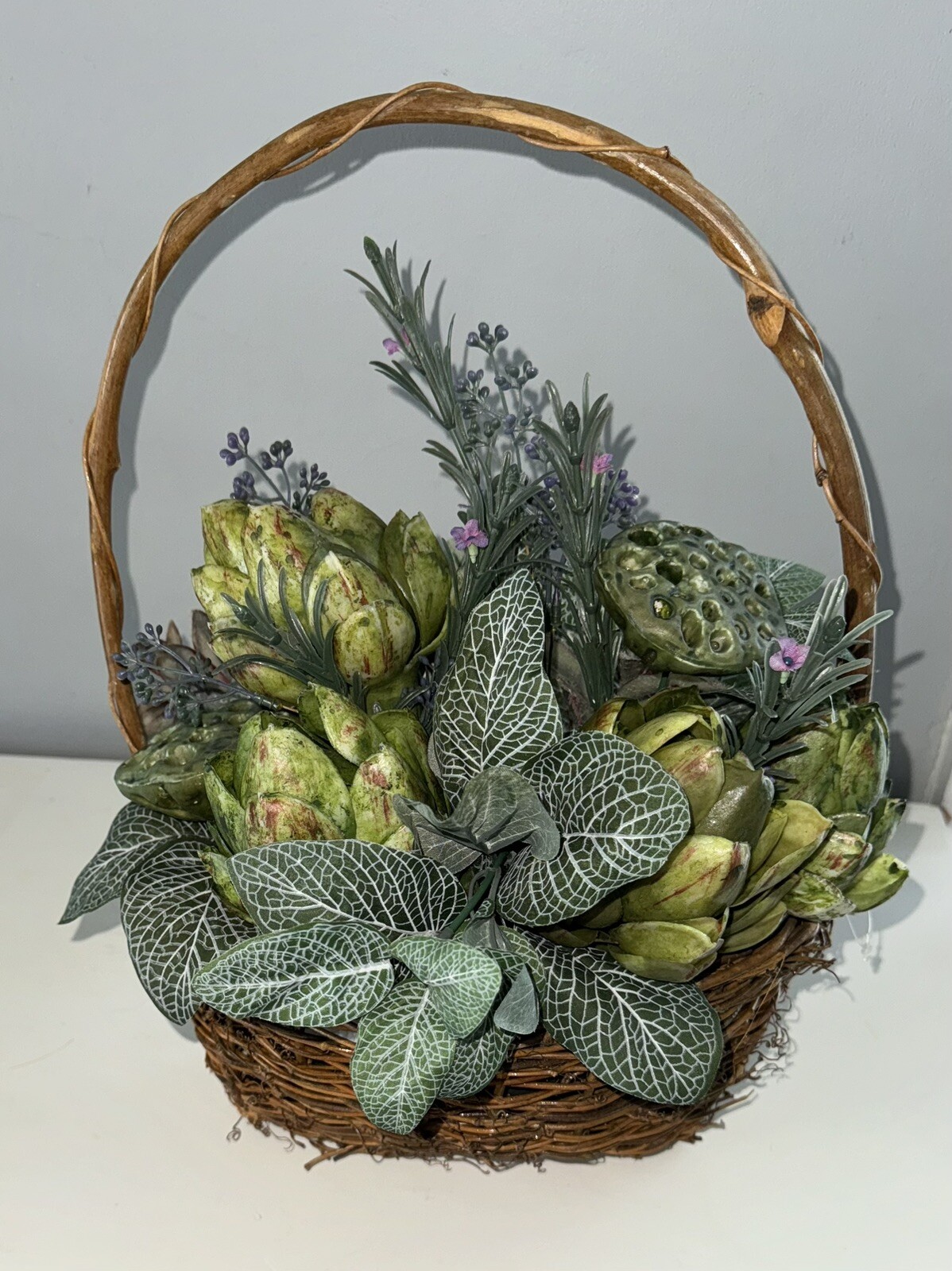 Hanging Basket Wreath Artificial Flower succulants Front Door Wall Decor