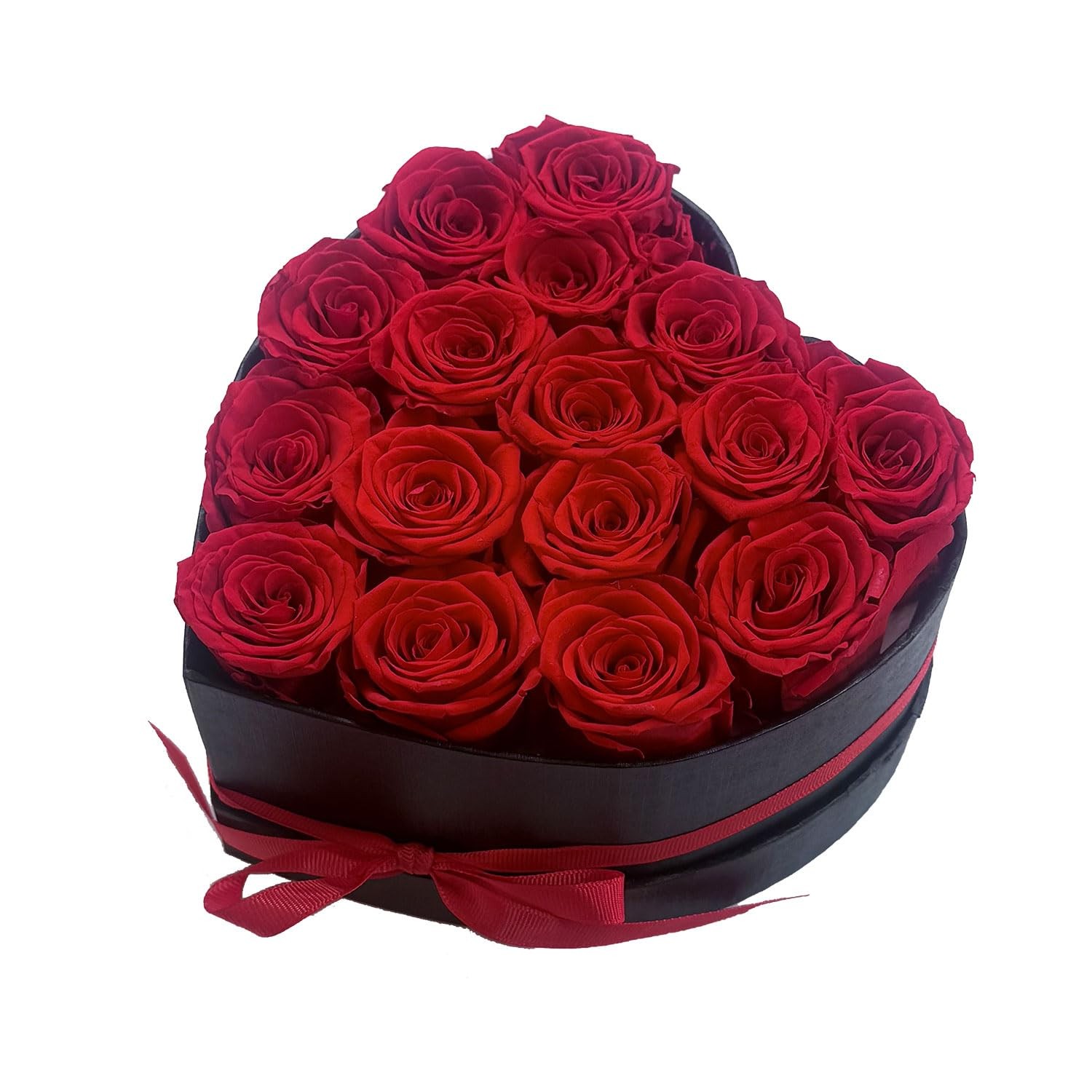 Preserved Roses In Heart Shape Box 16 PCS Red Forever Flowers Romantic Gift