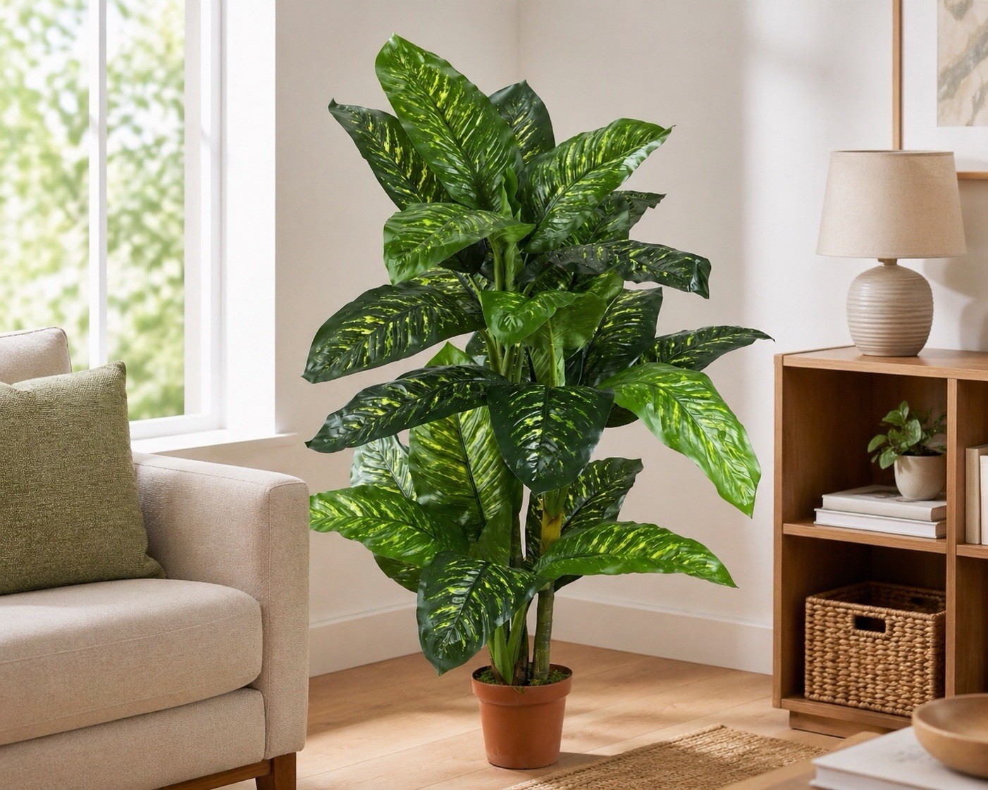 5′ Artificial Dieffenbachia Plant (Real Touch)