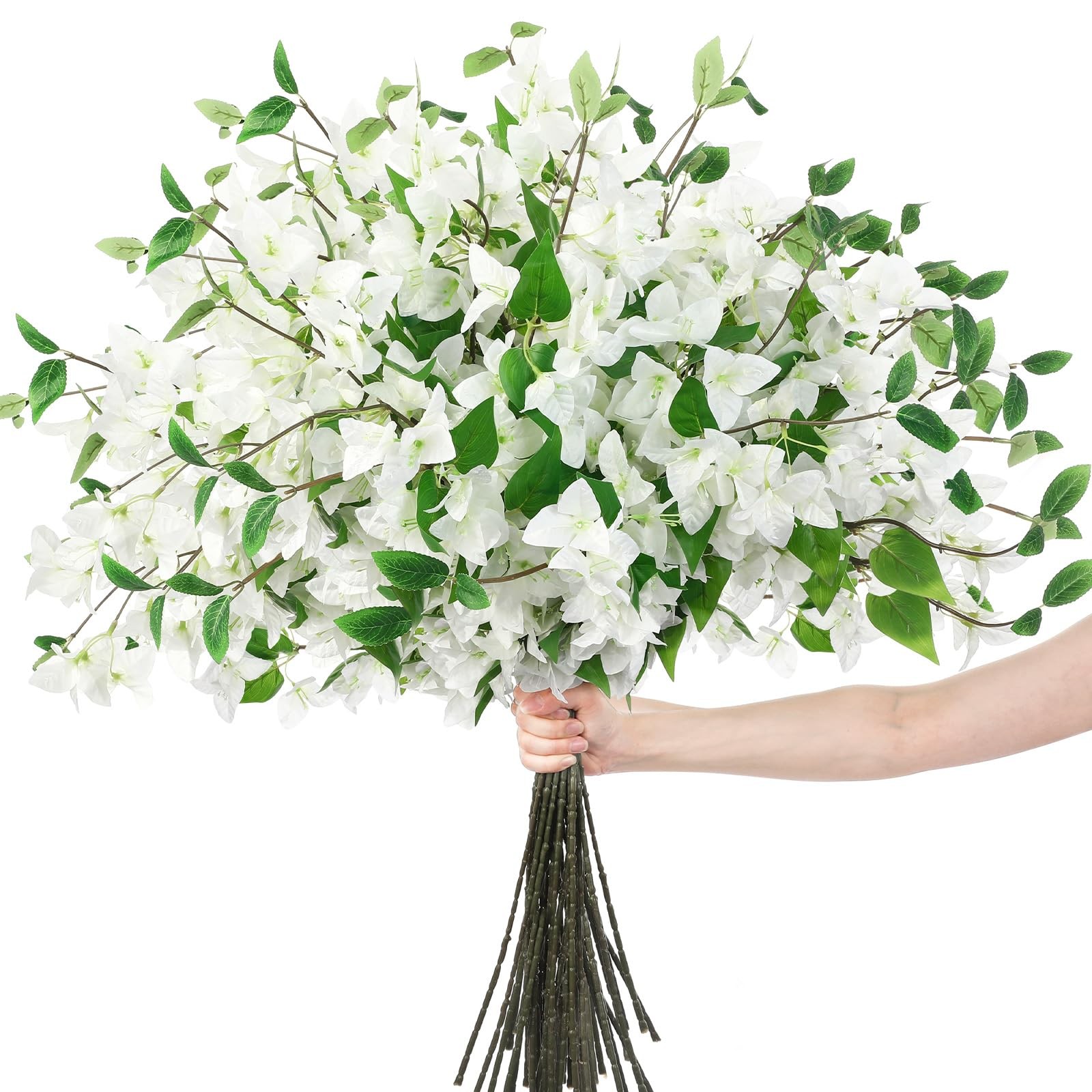 30 Pcs Artificial Faux Bougainvillea Fake Flower Silk Bougainvillea Branches Uv