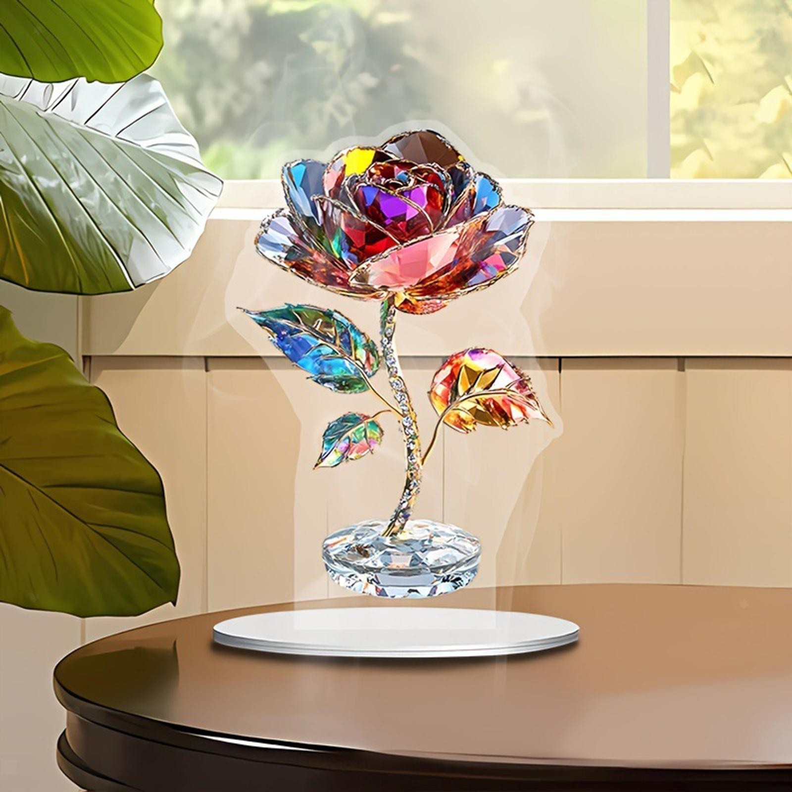 2D Acrylic Rose Decoration Desktop Ornament Home Decoration Artwork Craft