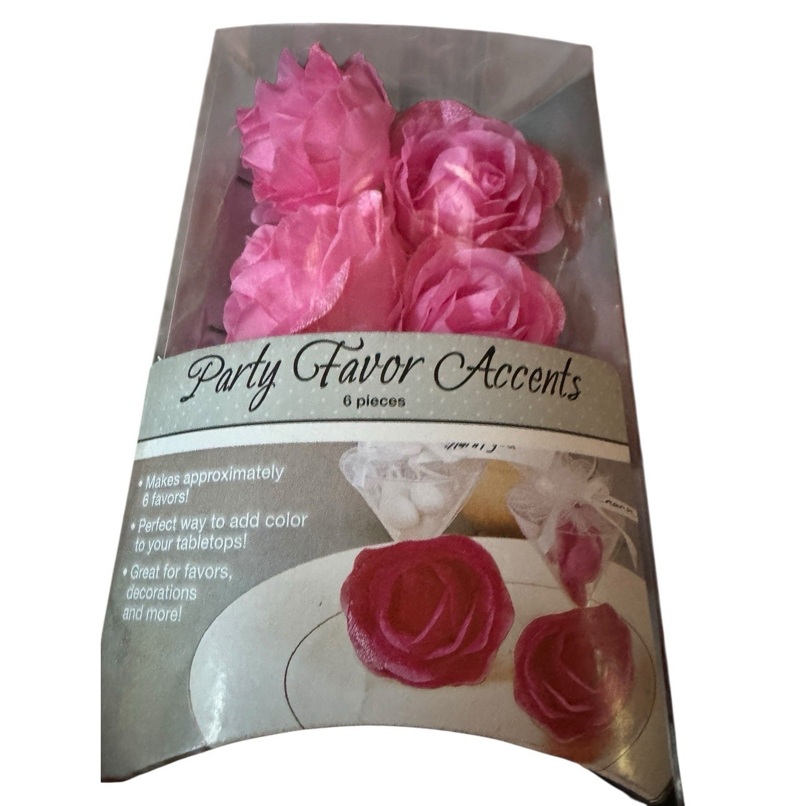 18 Artificial Accent Roses Tabletop Decorations Dinner Party Green Pink Flower