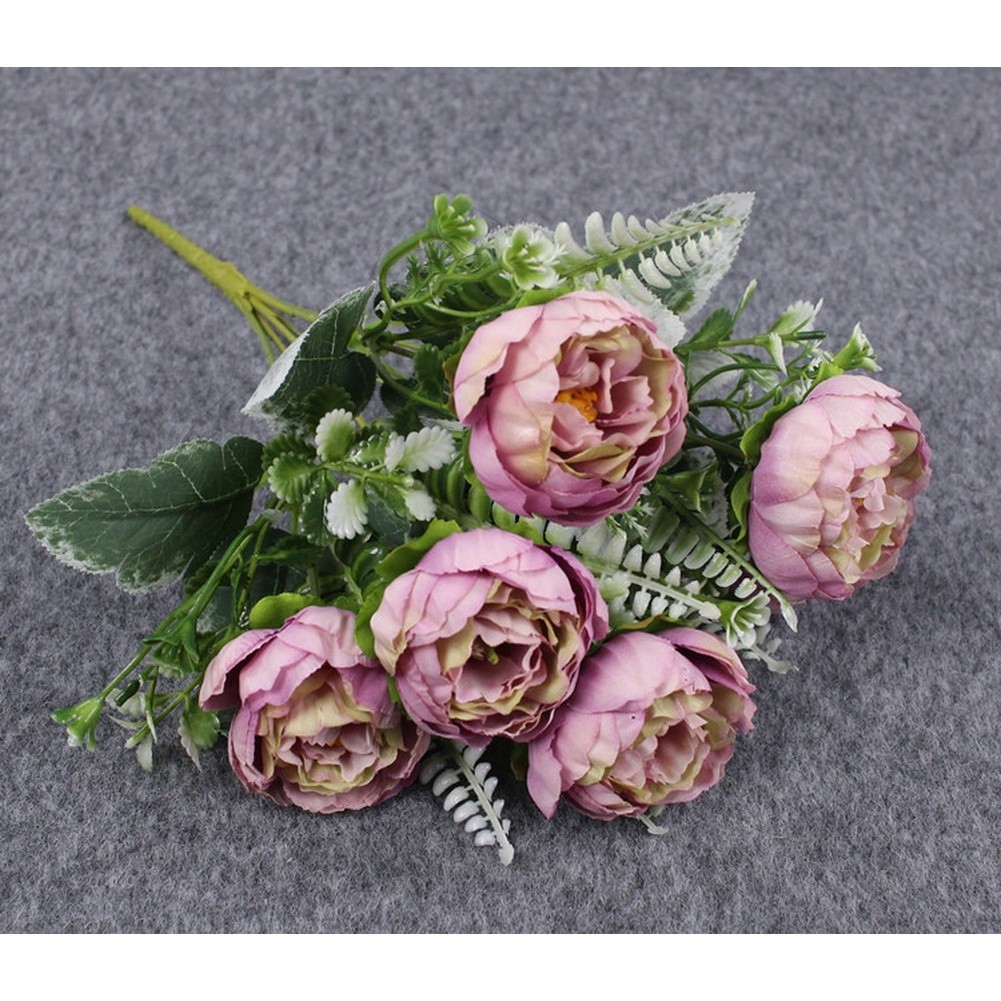 6 Stem Silk Peony Bouquet for Wedding Arch Door Decor Home Interior Styling