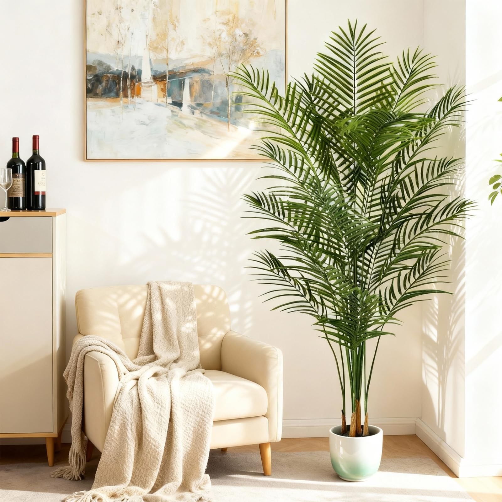Artificial Palm Tree Indoor 6ft, Large Fake Tropical Areca Palm Tree with 18 …