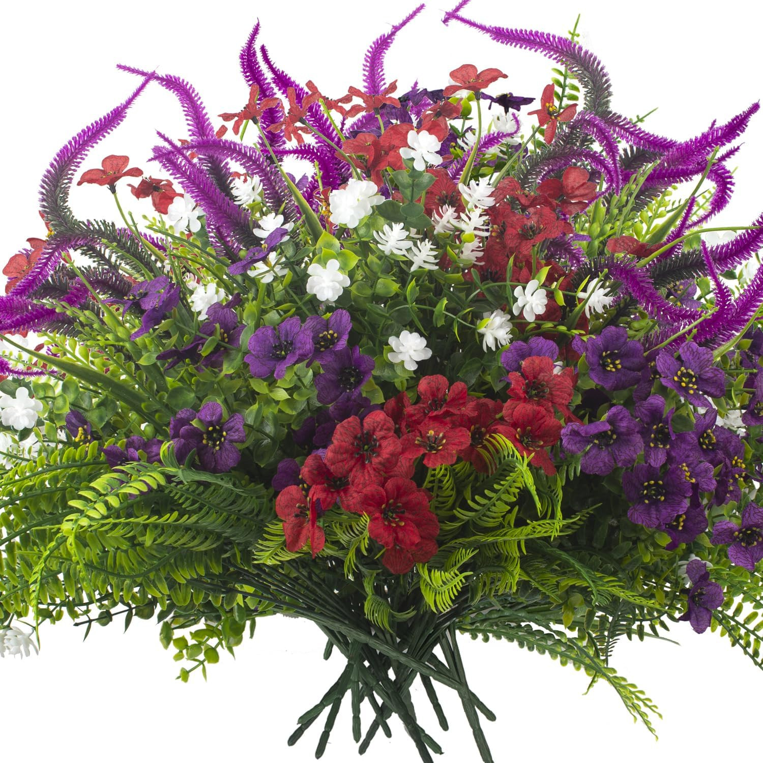 20Pcs Artificial Flowers for Outdoor UV Resistant & Waterproof, Realistic Fade-P